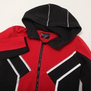SUPERX Lang Performance Hoodie Mens LRed Black Full Zip Colorblock Reflective